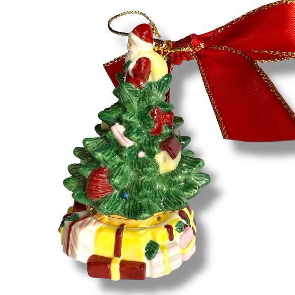 VTG Spode Porcelain Christmas Tree Hinged Trinket Box Ornament Collectible 3” - Picture 4 of 13